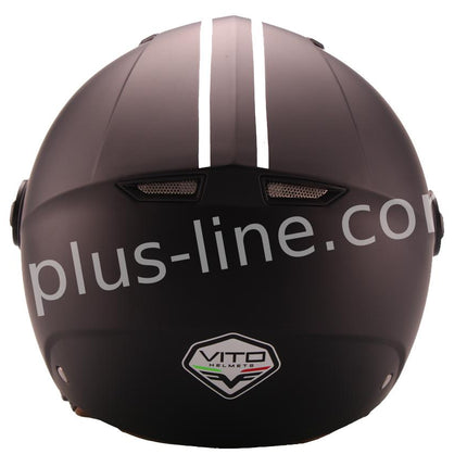 Scooter bromfiets zomerhelm jet helm vito moda notte roof boxer maten xs s m l xl xxl | Scooterhelm