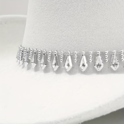 UNICORN Womens High-End Top Hat with a Fashionable Rhinestone Chain Belt