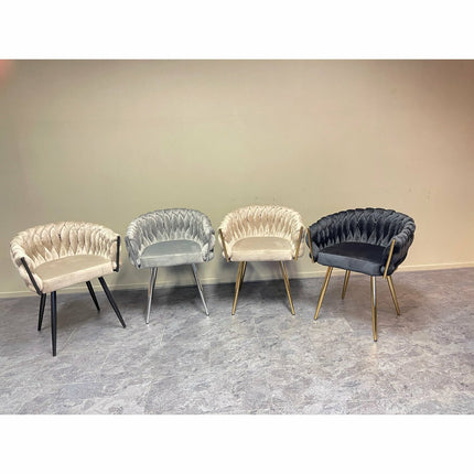 UNICORN bucket chair with a velvet gray chrome frame