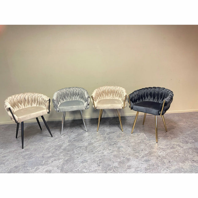 UNICORN bucket chair with a velvet gray chrome frame