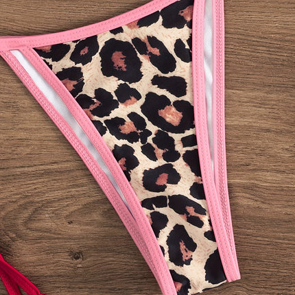 UNICORN Sexy Leopard Print Tie-Side Halter Bikini Swimsuit for Women xs s m l