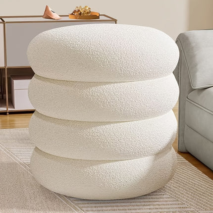 UNICORN White Round Stool with Padded Seat Compact Chair for Room, Living Room, pink/white