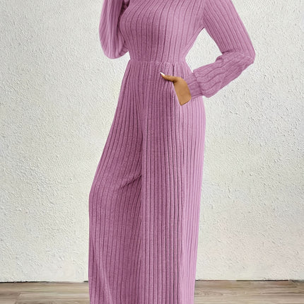 UNICORN High Neck Long Sleeve Versatile Womens Jumpsuit Solid Color s m l xl