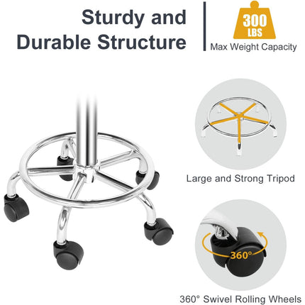 UNICORN Office Stool Rolling, 360° Swivel, Height Adjustable, PVC Material Black White