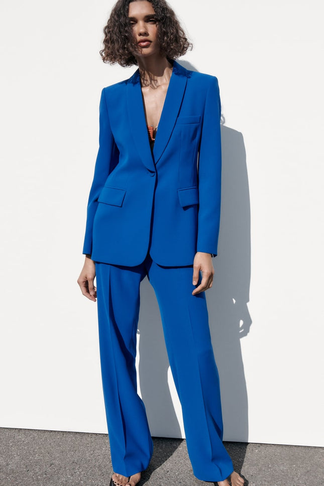 UNICORN women's suit dark blue trousers blazer with tuxedo collar xs s m l xl xxl