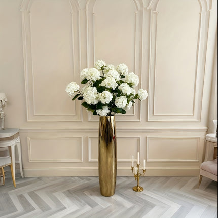 UNICORN Luxurious 60Cm Tall Ceramic Floor Vase in Electroplated silvery And Golden