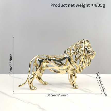 UNICORN 1pc Elegant Golden Metal Lion/Leopard/Elephant/Lion/Mount/Tiger Sculpture