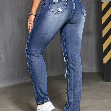 UNICORN Straight-Leg Women Jeans with Embroidery and Ripped Details s xl