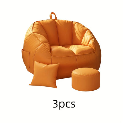 UNICORN 3pcs Set (1 Sofa, 1 Footrest, 1 Cushion) Black Orange Gray 65-75 cm