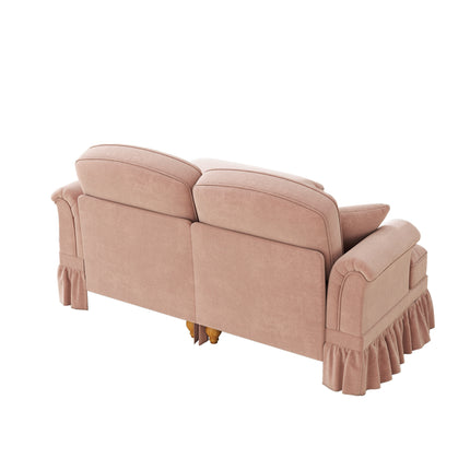 UNICORN Modular Mid-Century L-Shaped 2-Seater Chenille Sofa for Living Room Pink