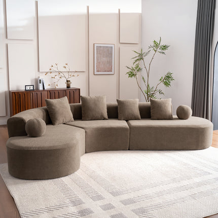 UNICORN L-Shaped Sofa Brown Modern Minimalist 327x215x65cm for Living Room