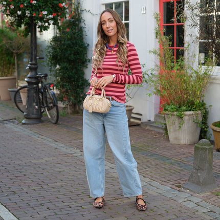 Streep top burgundy