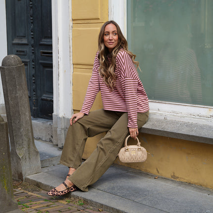 Billy streep trui roze taupe