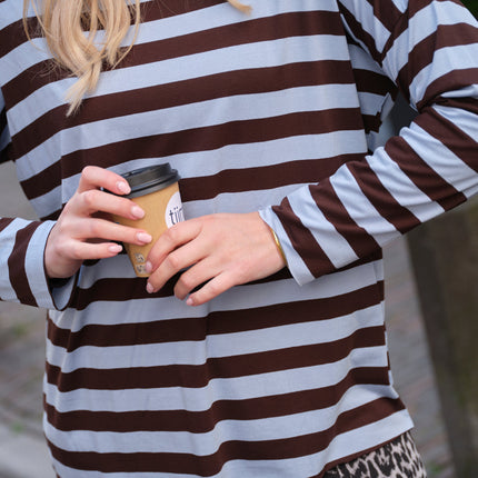 Streep shirt blauw bruin