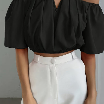 UNICORN Off-the-Shoulder Solid Color Short Blouse  Daily Wear, Parties, All-Season xs s m l
