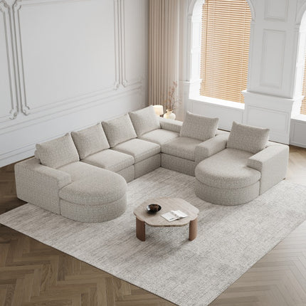 UNICORN 2 Curved Elements Chaise Design Sofa Beige Gray Black 322.5×271×81.2 cm