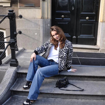 Dames jas zebra zwart wit xs s m l xl