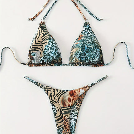 UNICORN Leopard Print New Backless Tie-up Bikini with Padded Swimsuit s m l xl