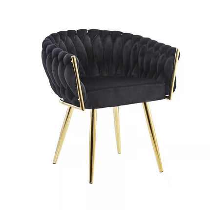 UNICORN bucket chair in black velvet with gold legs