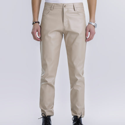 UNICORN Men's Stretch PU Leather Pants Stretchable Slim Fit Formal & Casual Pants
