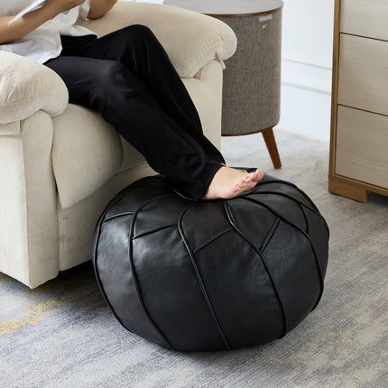 UNICORN Floor Cushion Stool with Old Clothes Storage Cover Faux Leather White Yellow