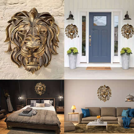 UNICORN Golden Lion Statue Elegant Wall-Mounted Resin Lion Sculpture Suitable for Home