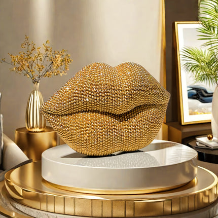 UNICORN Sexy Lips Bead Sculpture Decoration Piece gold