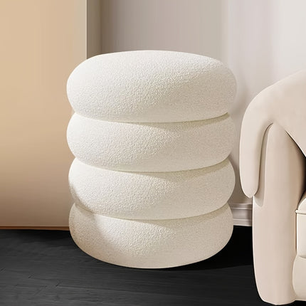 UNICORN White Round Stool with Padded Seat Compact Chair for Room, Living Room, pink/white