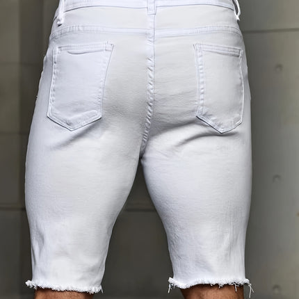UNICORN Men White Distressed Washed Denim Shorts s m l xl xxl