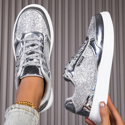 UNICORN Ladies Glittery Road Running Shoes Golden and Silvery Sparkling