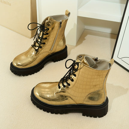 UNICORN Lace-Up Zip Boots Trendy And Versatile for Street Style Women Shoes