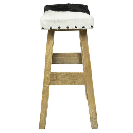 UNICORN Benches decorative wood cow leather black and white 46 cm