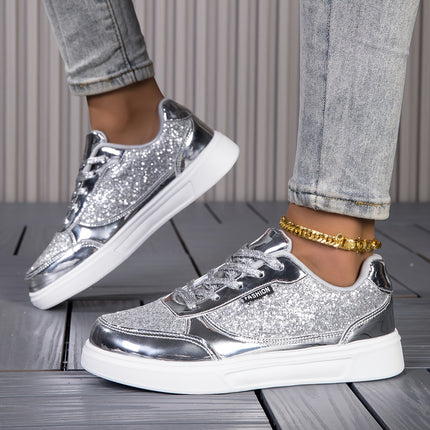 UNICORN Ladies Glittery Road Running Shoes Golden and Silvery Sparkling