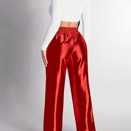 UNICORN Womens Silvery-Hot Stamped Elastic Waistband Straight-Leg Pants s m l xl xxl