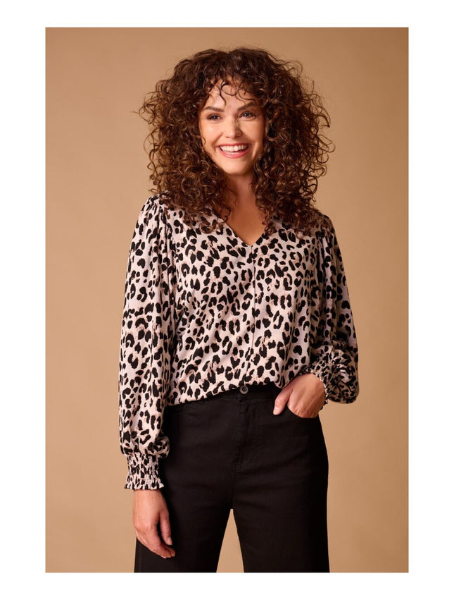 UNICORN Women's blouse beige leopard print m xl xxl