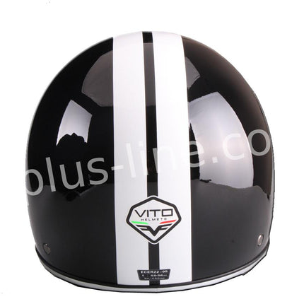 Scooter bromfiets zomerhelm jet helm vito special glans zwart roof boxer mat zwart maten s m l xl | Scooterhelm