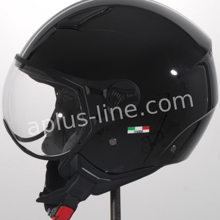 Scooter bromfiets zomerhelm jet helm vito moda roof boxer glans zwart x zwarte voering maten xs s m l xl xxl | Scooterhelm