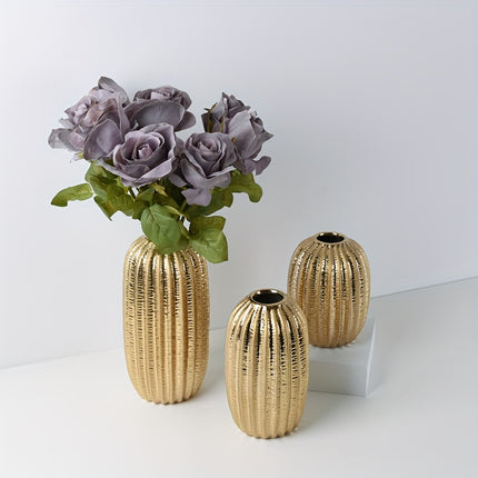UNICORN 1pc Modern Simple Ceramic Vase Ornament Creative Golden Flower Vase