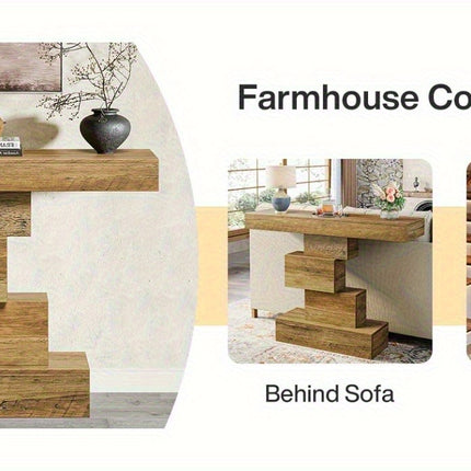 UNICORN 107.95cm Farmhouse Console Table Light Brown