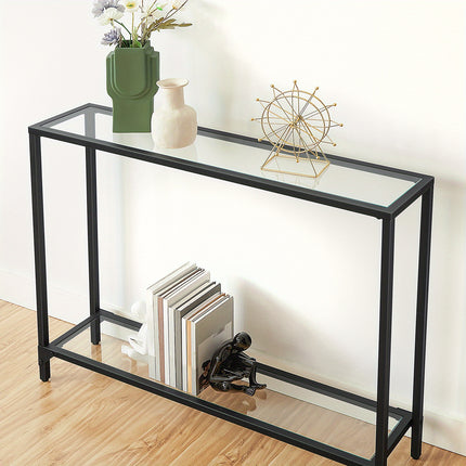 UNICORN Console Table With Shelves, 100 Cm Side Table Golden Black