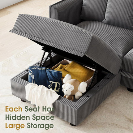 UNICORN Large Modular Sectional Sofa with Storage Seats Grey Green Beige