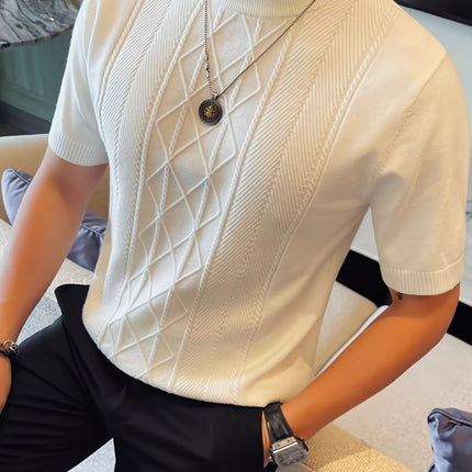 UNICORN Men's New Solid Color Rhombus Fashion Semi-High Neck Knit Sweater s m l xl