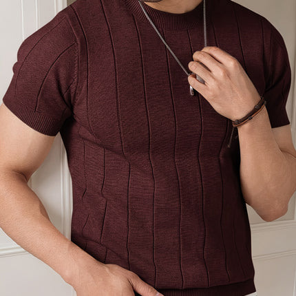 UNICORN Men Slim Fit Striped Textured Knit Crew Neck T-Shirt s m l xl