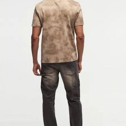 UNICORN Men's super thick slim fit suede polo with short zip and texture XS S M