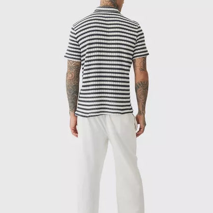 UNICORN Men's tall striped polo with texture S M