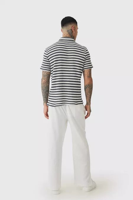 UNICORN Men's tall striped polo with texture S M