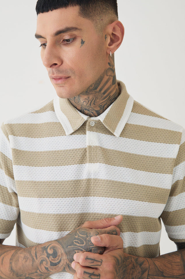 UNICORN Men's polo shirt tall striped polo with texture S M XL