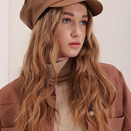 UNICORN Women's hat leather yellow beige blue brown green one size