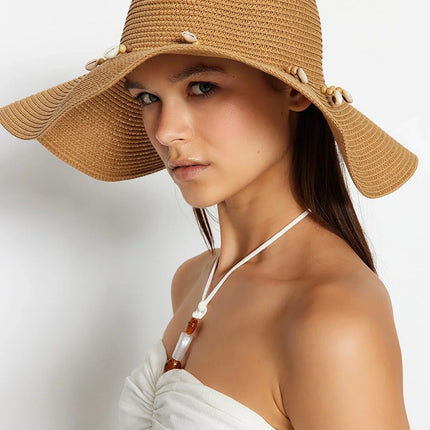 UNICORN Women's hat straw brown black one size