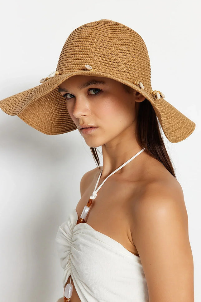 UNICORN Women's hat straw brown black one size